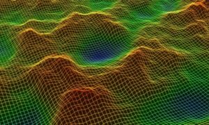 3D terrain visualization created with LiDAR mapping to show elevation and slope patterns