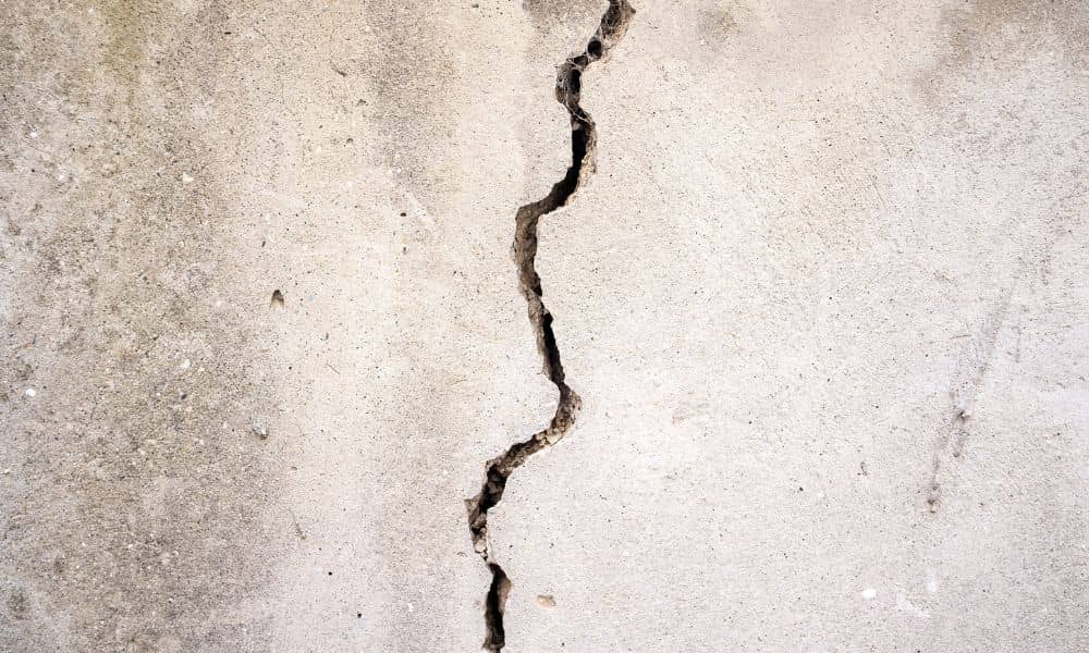 Concrete wall crack that may require a structural inspection to determine if there is underlying movement